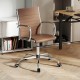 Height adjustable brown office chair with rocking backrest, armrests, and 360° swivel for comfortable workspace support.