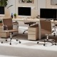 Height adjustable brown office chair with rocking backrest, armrests, and 360° swivel for comfortable workspace support.
