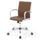 Height adjustable brown office chair with rocking backrest, armrests, and 360° swivel for conference room comfort.