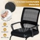 Office guest chair with breathable mesh back, lumbar support, and 3-inch thick cushion for waiting room comfort.