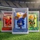 Official licensed 2026 FIFA World Cup mascot figurines 3-pack featuring colorful characters in display cases.