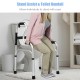 Stand assist and toilet handrail with adjustable height, aluminum frame, and non-slip pads for safety and stability.