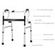 Aluminum walking frame walker with adjustable height, non-slip foot pads, and ergonomic design for safety and balance.
