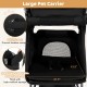 Large pet carrier stroller in black with adjustable canopy, safety leash, and removable fleece pad for comfortable pet.