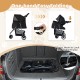 One-hand easy folding pet stroller in black, compactly stored in a car trunk, perfect for travel with pets.