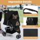 Lightweight black pet stroller with adjustable canopy, breathable mesh, and tear-proof fabric, perfect for outdoor use.