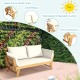 Adjustable patio convertible sofa with solid acacia wood frame and thick white cushion, perfect for outdoor relaxation.