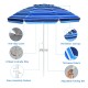 7.2 feet portable outdoor beach umbrella in navy with tilt mechanism and sand anchor for poolside and garden use.
