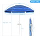 7.2 feet navy beach umbrella with tilt mechanism and sand anchor, ideal for poolside and garden use.