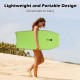 Lightweight green bodyboard with leash, designed for small and medium waves, perfect for beach and pool use.