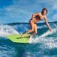 Lightweight green bodyboard with leash, designed for small to medium waves, perfect for summer surfing fun.