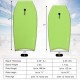 Lightweight Super Surfing bodyboard in green, featuring EPS core, XPE deck, and crescent tail design for wave riding.