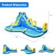 Inflatable water slide with climbing wall, splash pool, and water cannons, made of durable Oxford cloth for kids' fun.