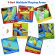 Inflatable bounce house splash pool featuring multiple play areas, including water slide, climbing wall, and splash.