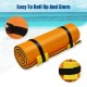 Rolled-up orange 3-layer water mat made of tear-resistant XPE foam, easy to store and carry for summer fun.