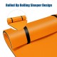 Rolled-up orange 3-layer water mat made of tear-resistant XPE foam, designed for easy storage and buoyant support.