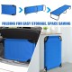 Blue outdoor folding camping bed with sturdy iron frame, breathable 600D Oxford cloth, ideal for travel and storage.