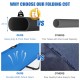 Blue outdoor folding camping cot with sturdy iron frame and breathable 600D Oxford cloth, ideal for travel and hiking.