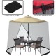 Outdoor mosquito net for 9-10 ft umbrellas, featuring adjustable drawstring and zippered entrance for easy access.