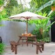 Wooden picnic table set with umbrella hole, made from fir wood, features a sturdy design perfect for outdoor dining.