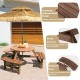 Wooden picnic table set for 6 with umbrella hole, made of fir wood, ideal for patios and outdoor gatherings.