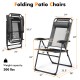Adjustable folding patio recliner chair in gray with steel frame, mesh design, and 300 lbs capacity for outdoor.