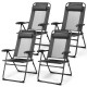 Set of two gray patio adjustable folding recliner chairs with seven-level backrest for outdoor relaxation.