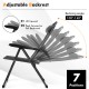 Gray adjustable folding recliner chair with a steel frame, featuring a 7-position backrest for versatile outdoor.