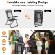 Adjustable folding recliner chair in gray with lightweight design, perfect for camping, beach, or park outings.