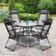 Two gray adjustable folding recliner chairs with steel frame and mesh design, perfect for outdoor relaxation.
