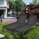 Black outdoor reclining chaise lounge chairs with 6 adjustable positions, perfect for patio or poolside relaxation.