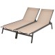 Outdoor reclining chaise lounge chair in brown with 6 adjustable positions, perfect for patio or poolside relaxation.