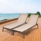 Side view of the outdoor reclining chaise lounge chair in brown, showcasing its sturdy steel frame and adjustable.