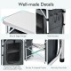 Folding camping table with storage organizer, featuring a sturdy X-shaped frame and side pockets for convenient outdoor.