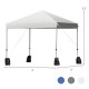 8’x8' outdoor pop-up canopy tent in white with adjustable height, ideal for parties and camping, includes roller bag.