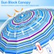 Blue 8FT portable beach umbrella with air-vented top and tilting mechanism for stable outdoor shading.