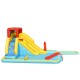 Inflatable 7-in-1 water park with dual slides, climbing wall, and pool, made from durable Oxford cloth for outdoor fun.