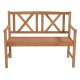 2-person outdoor bench made of acacia wood with cozy armrests and slatted seat, perfect for garden or patio use.