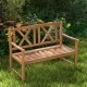 2-person wood outdoor bench made of acacia wood, featuring cozy armrests and slatted seat design for garden or patio.