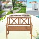 2-person outdoor bench made of acacia wood with cozy armrests, ideal for garden, patio, or balcony use.