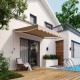 Retractable 10 x 8.2 feet beige awning with manual crank, showcasing elegant design for outdoor shading.