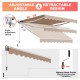 Retractable awning with manual crank handle, 10' x 8.2', adjustable angle, beige waterproof polyester for outdoor.