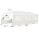 Side view of the 10 x 30 feet outdoor canopy tent with straight leg design and large church windows for enhanced.