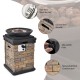 Brown outdoor propane burning fire bowl column with stainless steel burner and adjustable feet, ideal for patios and.