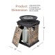 Brown outdoor propane burning fire bowl column with stacked stone look, 40,000 BTU, ideal for courtyard or patio use.