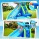 Hippo inflatable water slide bounce house with climbing wall and splash pool, perfect for summer fun and safe play.