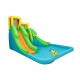 Inflatable Water Park Bounce House with climbing wall, bright colors, suitable for gardens and parks, water-spraying.