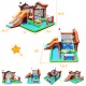 Inflatable kids bounce house with slide, climbing wall, and ball pit, made of high-quality oxford cloth for indoor or.
