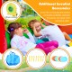 Inflatable kids bounce house with 480W air blower, carrying bag, ground stakes, and repair kit for outdoor fun.