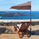 Half round 9' patio umbrella in brown, providing sunshade for outdoor relaxation with stylish design and sturdy steel.